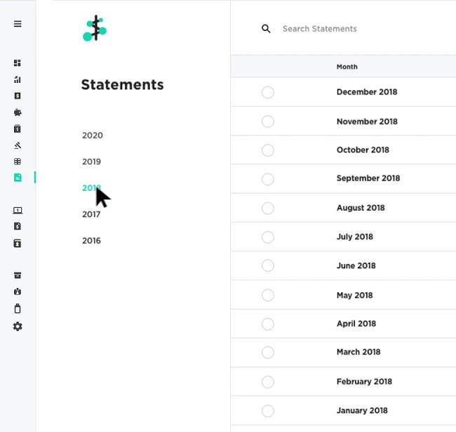 easily view your statements sorted by year and month