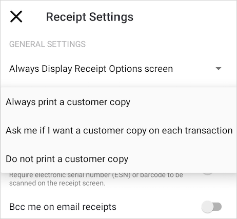 Receipt Settings