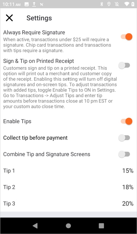 Signature-and-tip-settings